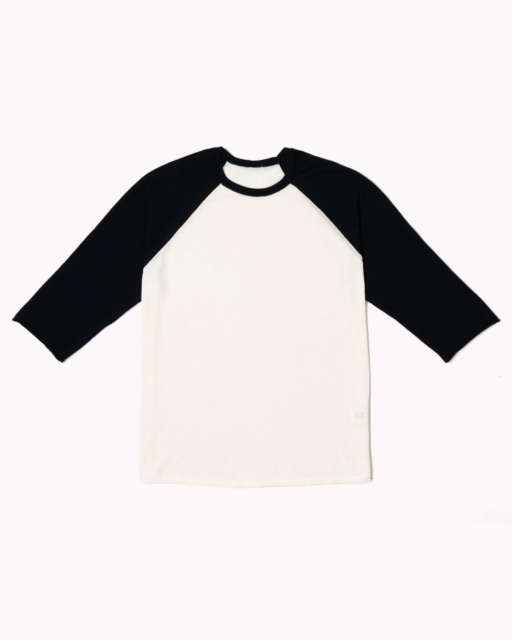 Raglan Tee in Cotton Crepe - Off White/Blue Navy