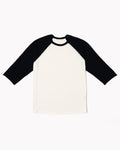 Raglan Tee in Cotton Crepe - Off White/Blue Navy