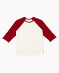 Raglan Tee in Cotton Crepe - Off-White/Cardinal Red