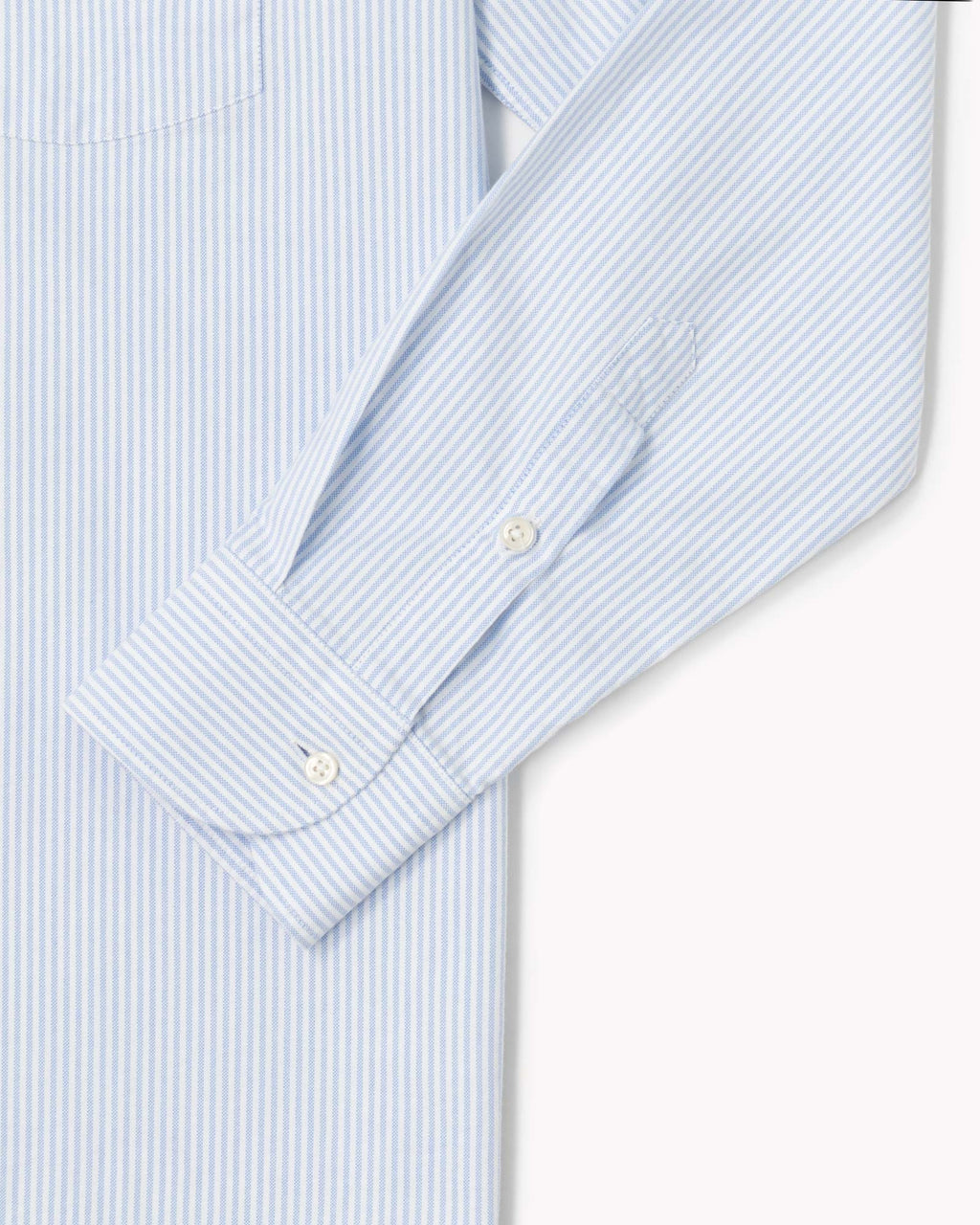 Essential Button-Down Shirt  - White/Light Blue Stripes
